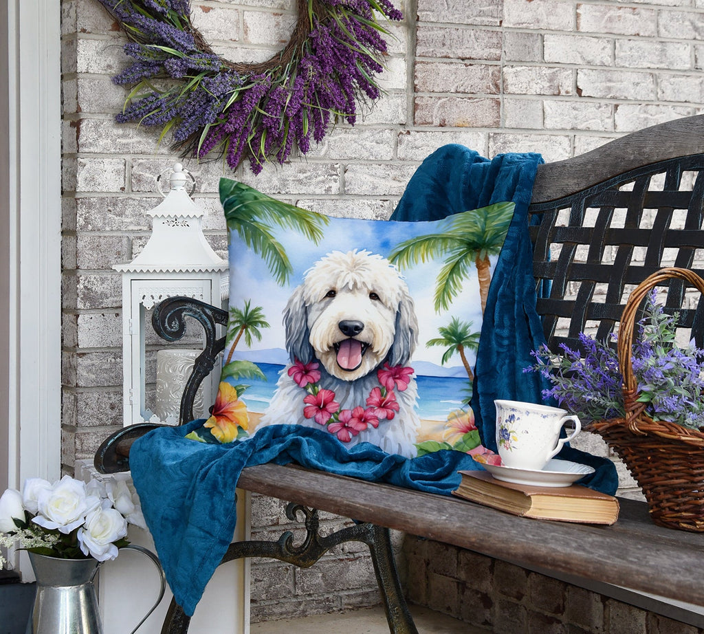Komondor Luau Decorative Throw Pillow 18x18 Indoor Outdoor Accent Cushion, Fabric Cover with Insert for Sofa, Bed, Porch & Living Room