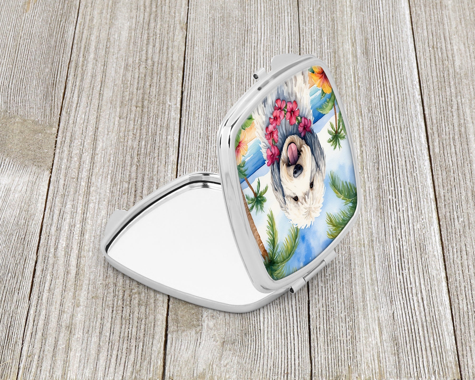 Komondor Luau Compact Mirror Decorative Travel Makeup Mirror for Women Girls Gifts Pocket Makeup Mirror Folding Handheld
