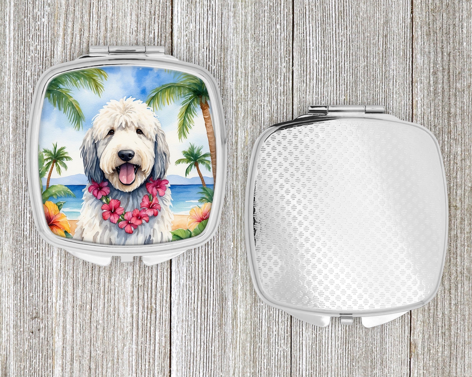 Komondor Luau Compact Mirror Decorative Travel Makeup Mirror for Women Girls Gifts Pocket Makeup Mirror Folding Handheld