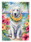 Kuvasz Luau House Flag 28x40 Porch Sleeve Pole Decorative Outside Yard Banner Artwork Wall Hanging, Polyester