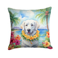 Kuvasz Luau Decorative Throw Pillow 14x14 Indoor Outdoor Accent Cushion, Fabric Cover with Insert for Sofa, Bed, Porch & Living Room