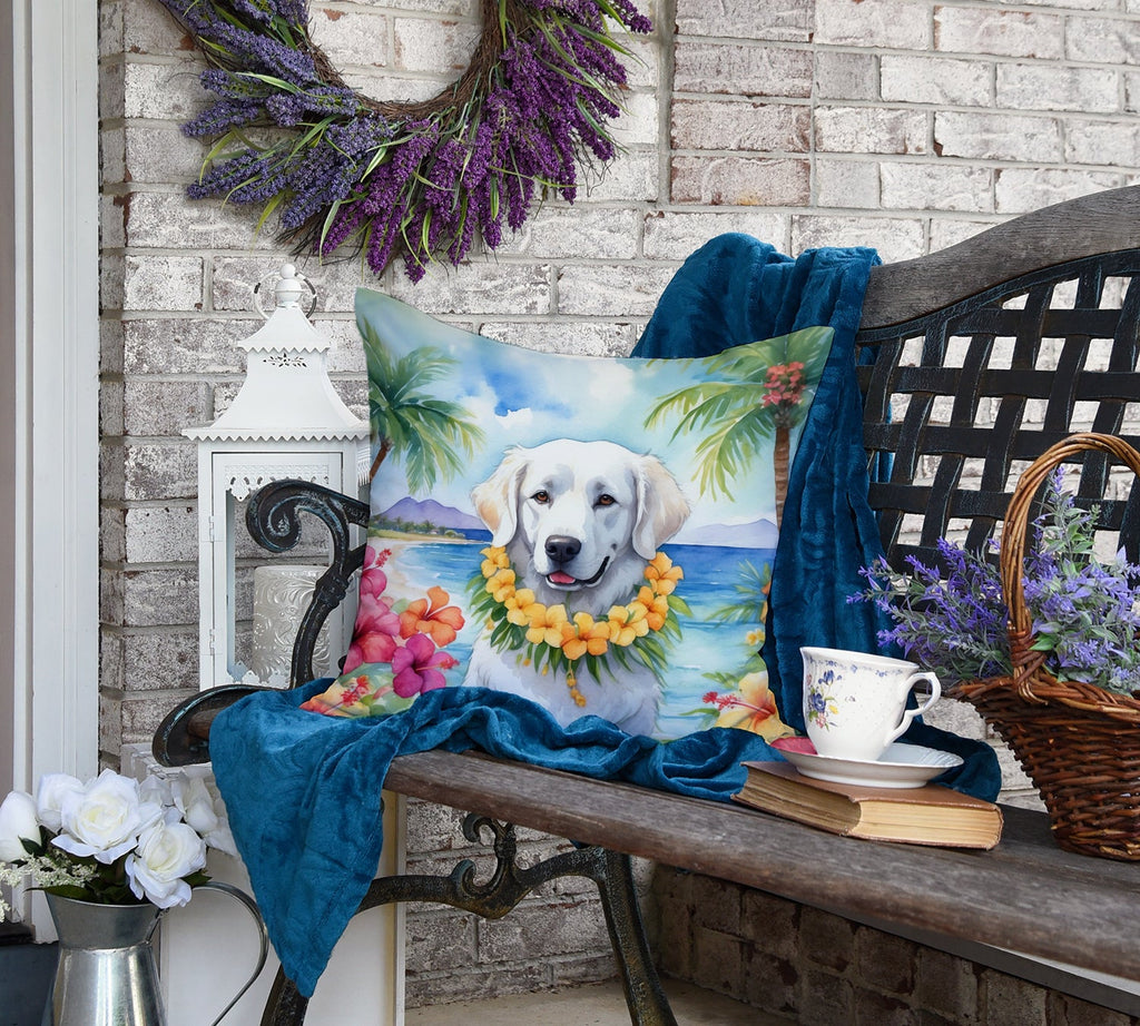 Kuvasz Luau Decorative Throw Pillow 18x18 Indoor Outdoor Accent Cushion, Fabric Cover with Insert for Sofa, Bed, Porch & Living Room