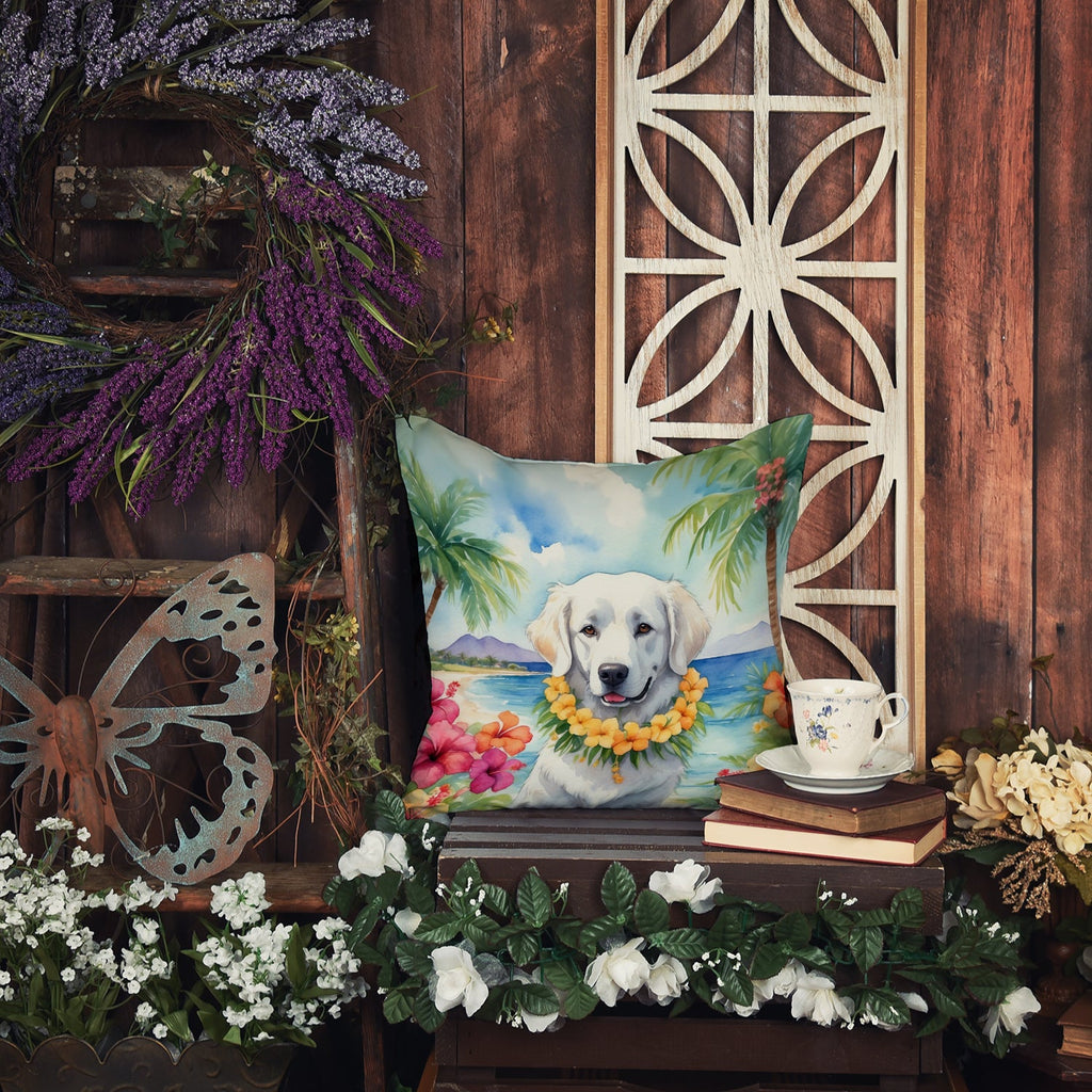 Kuvasz Luau Decorative Throw Pillow 18x18 Indoor Outdoor Accent Cushion, Fabric Cover with Insert for Sofa, Bed, Porch & Living Room