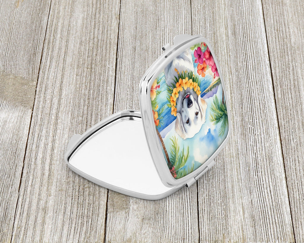 Kuvasz Luau Compact Mirror Decorative Travel Makeup Mirror for Women Girls Gifts Pocket Makeup Mirror Folding Handheld