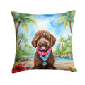 Labradoodle Luau Decorative Throw Pillow 14x14 Indoor Outdoor Accent Cushion, Fabric Cover with Insert for Sofa, Bed, Porch & Living Room