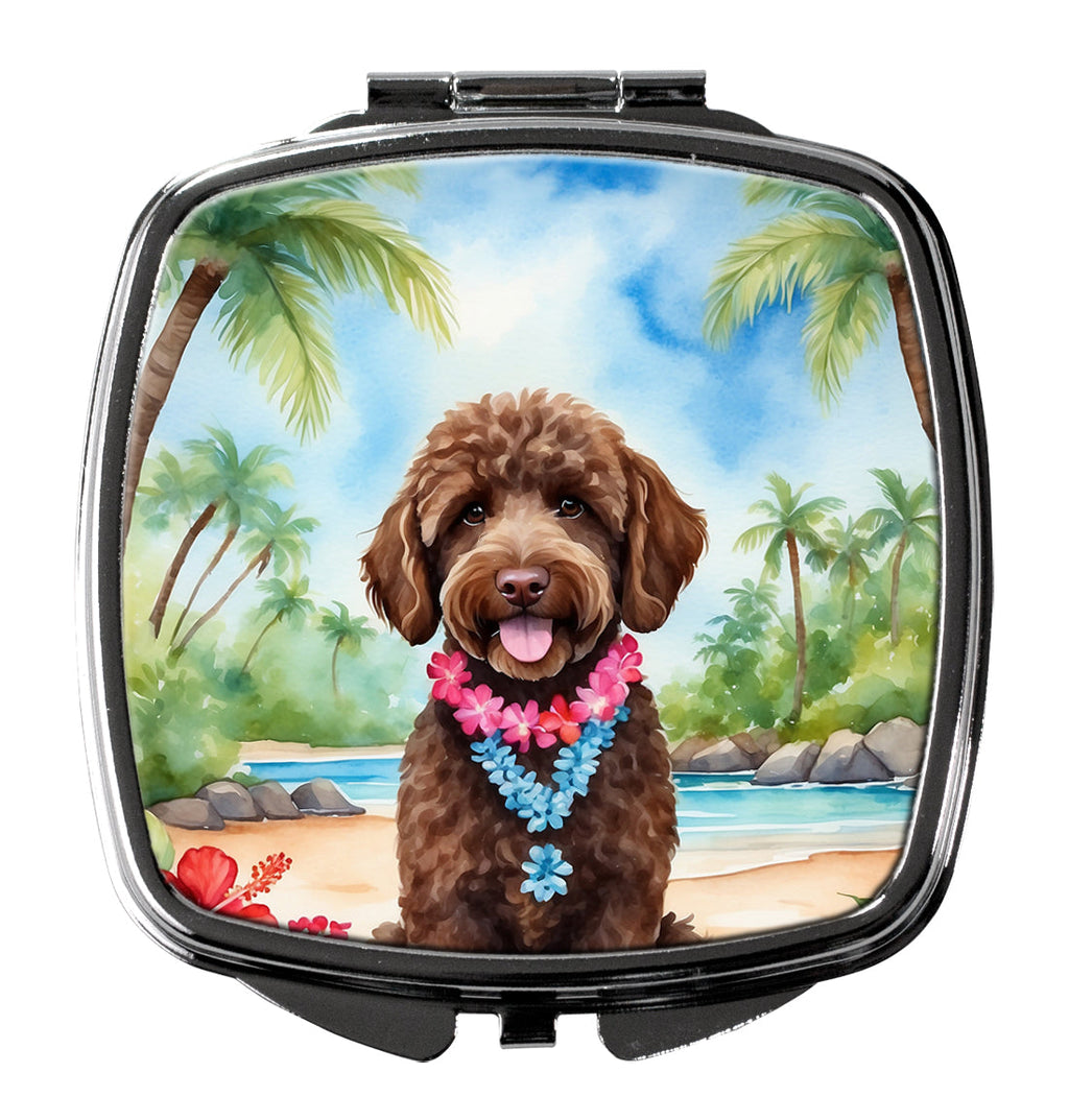 Labradoodle Luau Compact Mirror Decorative Travel Makeup Mirror for Women Girls Gifts Pocket Makeup Mirror Folding Handheld