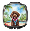 Labradoodle Luau Compact Mirror Decorative Travel Makeup Mirror for Women Girls Gifts Pocket Makeup Mirror Folding Handheld