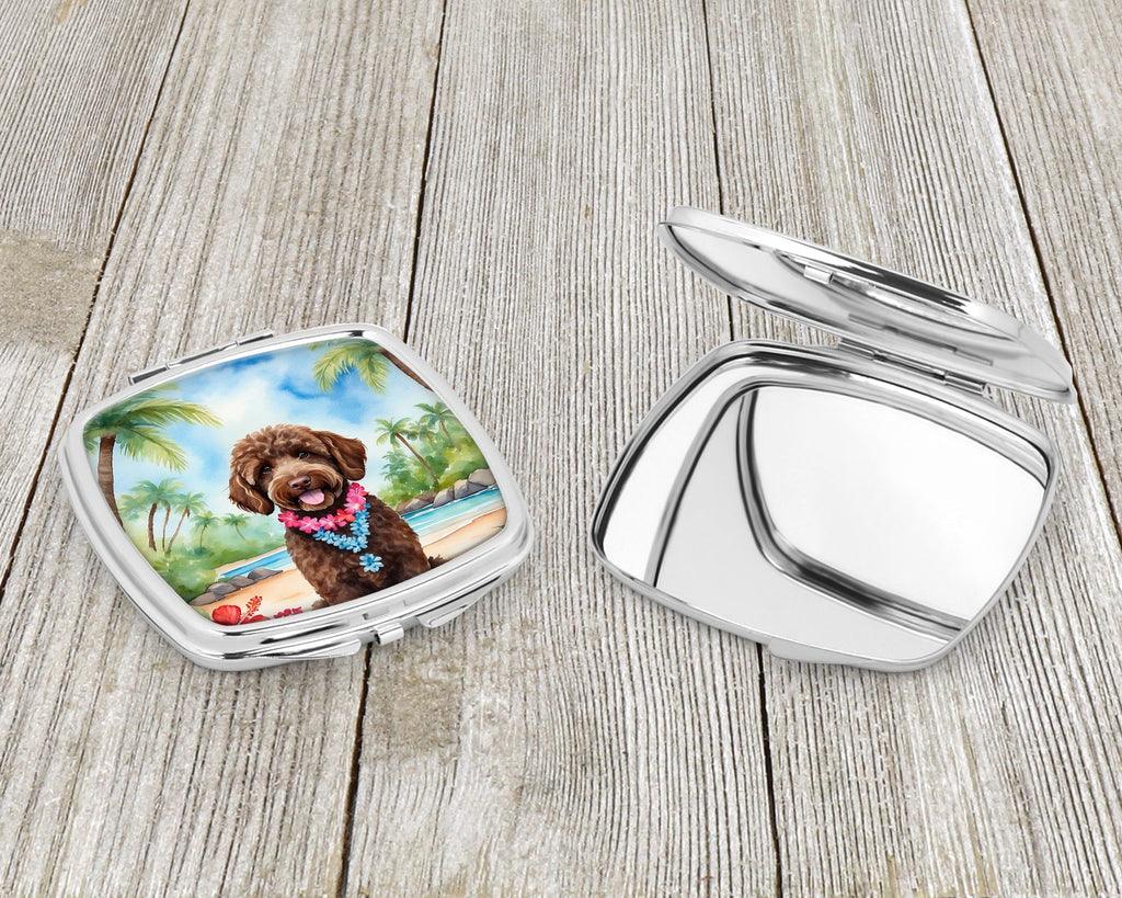 Labradoodle Luau Compact Mirror Decorative Travel Makeup Mirror for Women Girls Gifts Pocket Makeup Mirror Folding Handheld