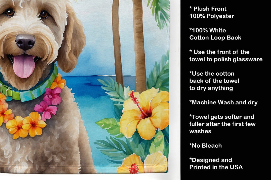 Labradoodle Luau Kitchen Towel Velour Plush Front and Cotton Loop Back Machine Washable