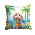 Labradoodle Luau Decorative Throw Pillow 14x14 Indoor Outdoor Accent Cushion, Fabric Cover with Insert for Sofa, Bed, Porch & Living Room