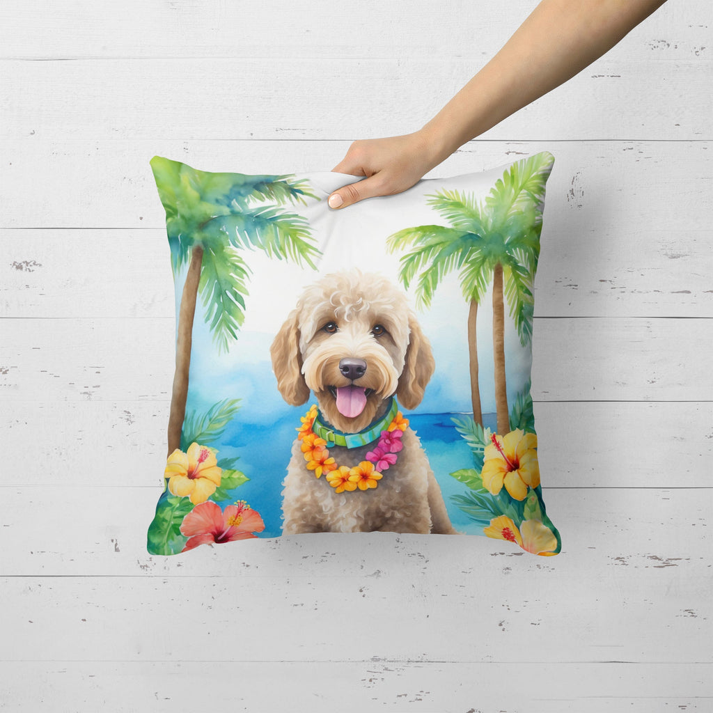 Labradoodle Luau Decorative Throw Pillow 18x18 Indoor Outdoor Accent Cushion, Fabric Cover with Insert for Sofa, Bed, Porch & Living Room