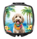 Labradoodle Luau Compact Mirror Decorative Travel Makeup Mirror for Women Girls Gifts Pocket Makeup Mirror Folding Handheld