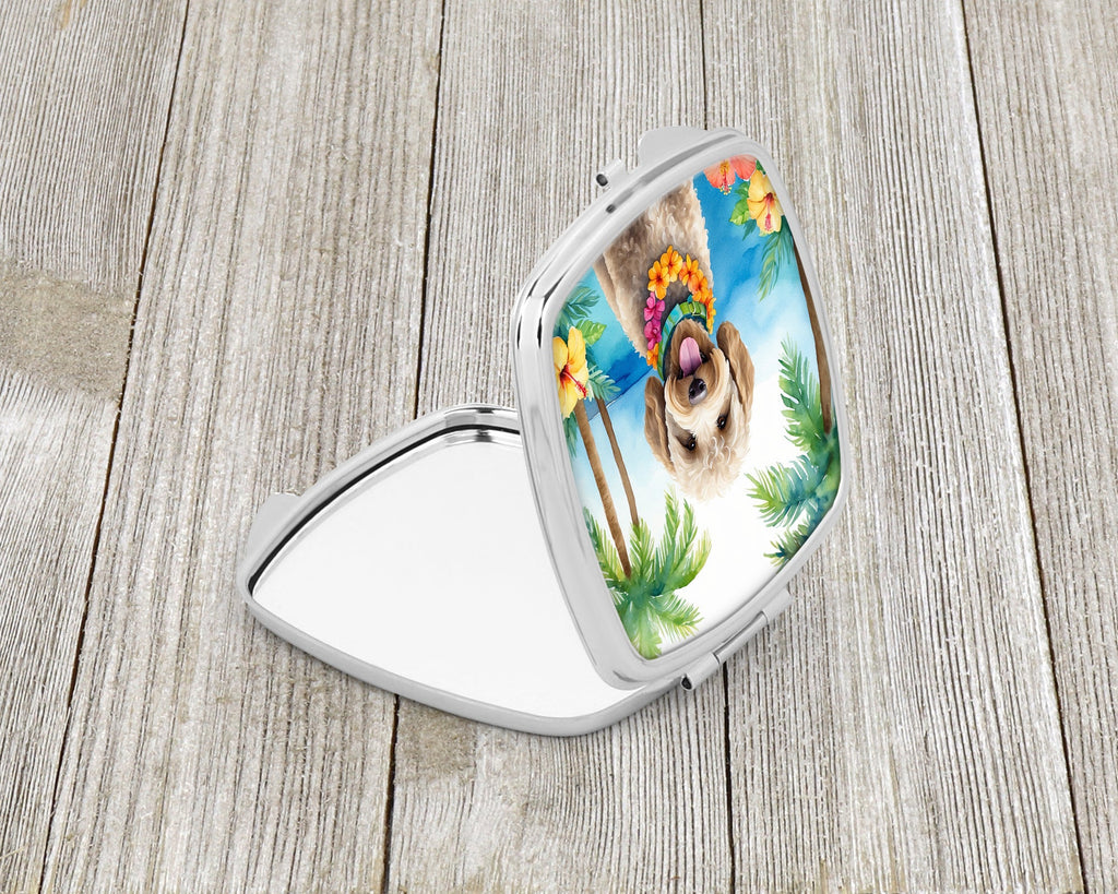 Labradoodle Luau Compact Mirror Decorative Travel Makeup Mirror for Women Girls Gifts Pocket Makeup Mirror Folding Handheld