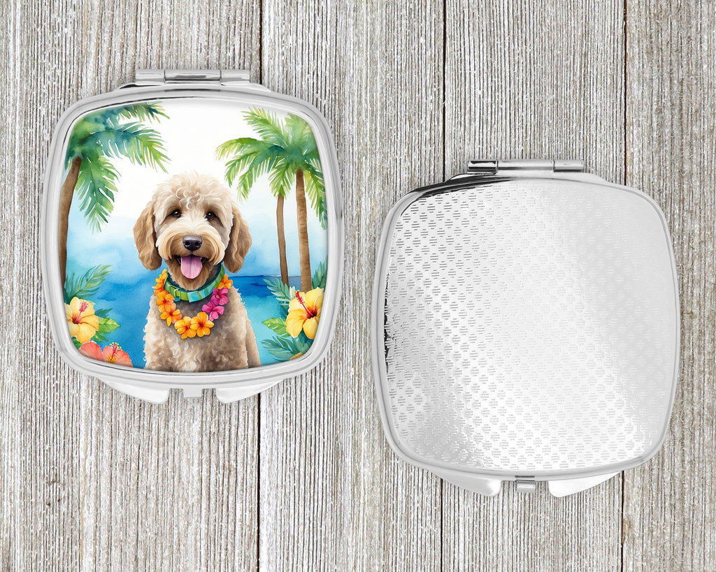 Labradoodle Luau Compact Mirror Decorative Travel Makeup Mirror for Women Girls Gifts Pocket Makeup Mirror Folding Handheld