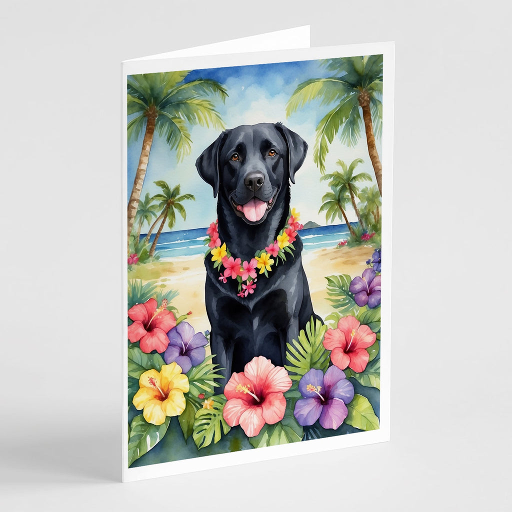 Black Labrador Retriever Luau Greeting Cards Pack of 8 Blank Cards with Envelopes Whimsical A7 Size 5x7