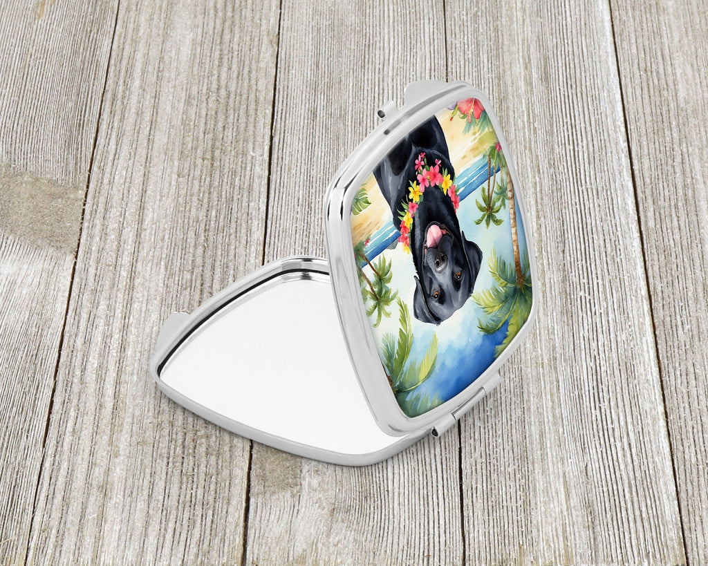 Black Labrador Retriever Luau Compact Mirror Decorative Travel Makeup Mirror for Women Girls Gifts Pocket Makeup Mirror Folding Handheld