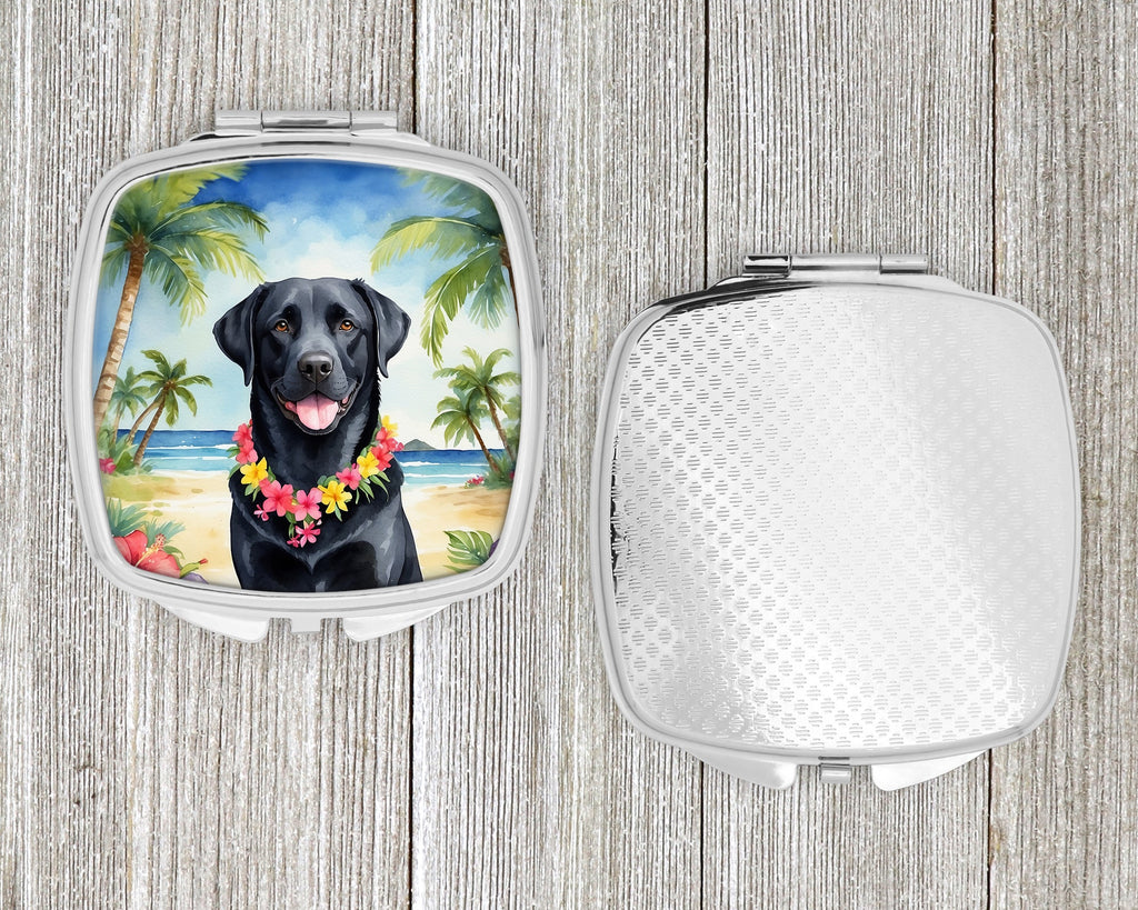 Black Labrador Retriever Luau Compact Mirror Decorative Travel Makeup Mirror for Women Girls Gifts Pocket Makeup Mirror Folding Handheld
