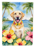 Yellow Labrador Retriever Luau House Flag 28x40 Porch Sleeve Pole Decorative Outside Yard Banner Artwork Wall Hanging, Polyester