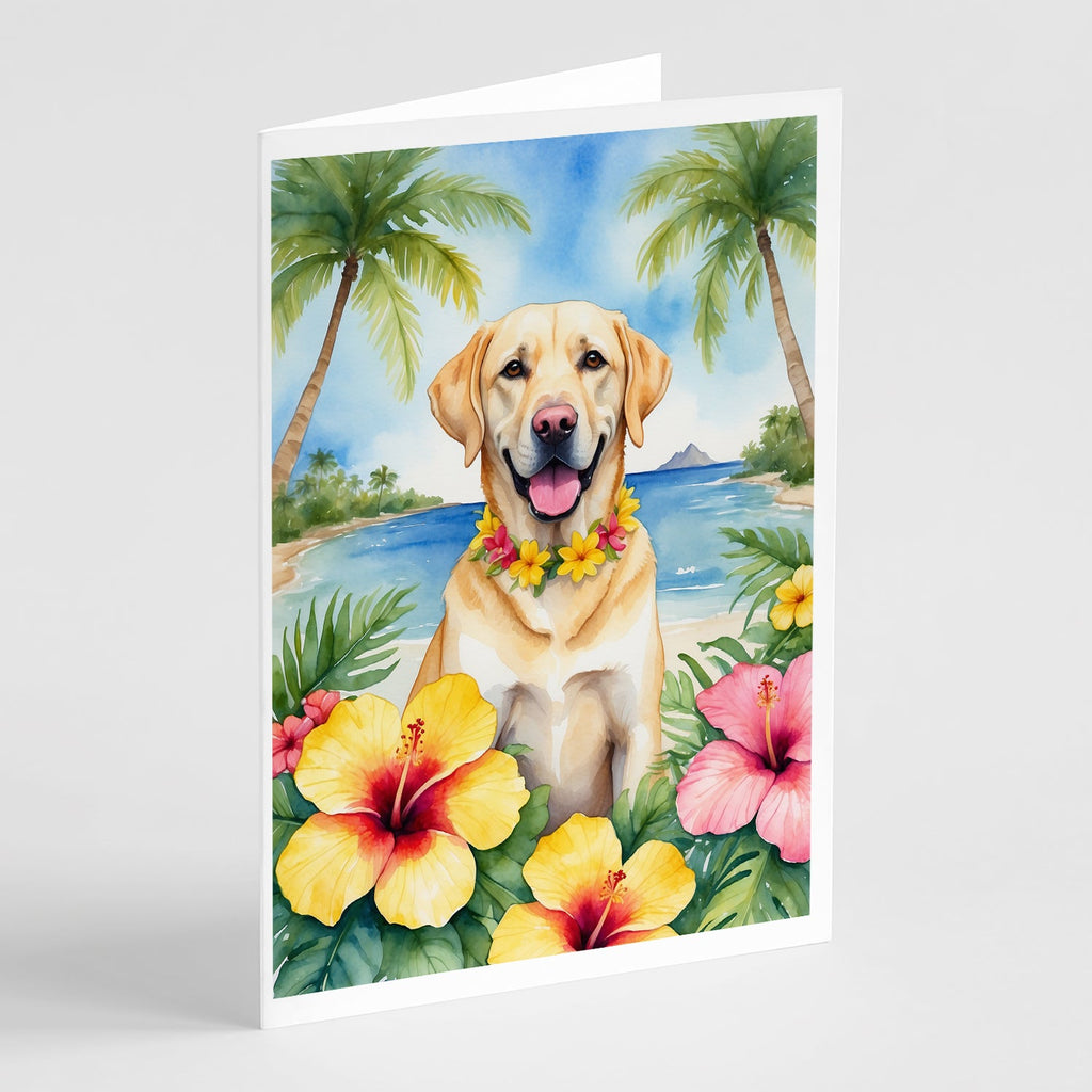 Yellow Labrador Retriever Luau Greeting Cards Pack of 8 Blank Cards with Envelopes Whimsical A7 Size 5x7