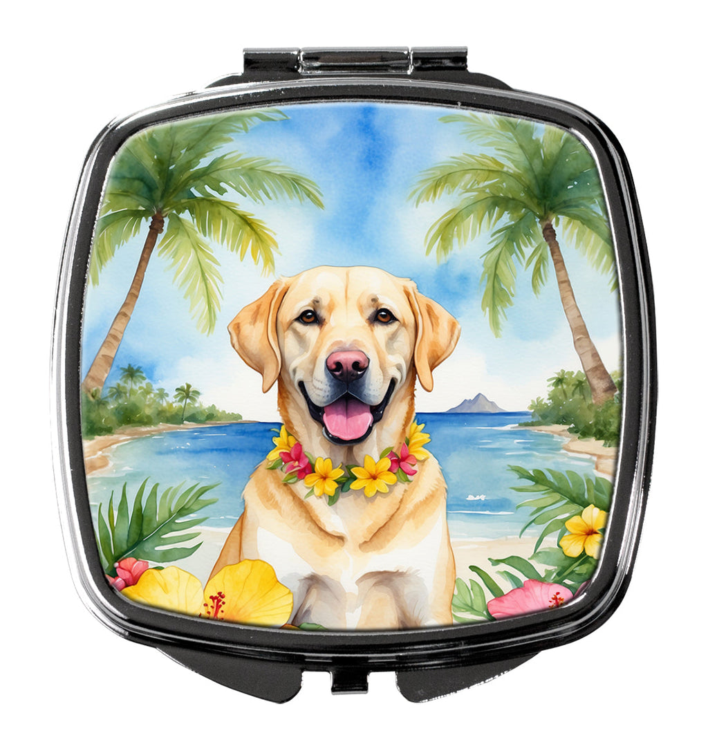 Yellow Labrador Retriever Luau Compact Mirror Decorative Travel Makeup Mirror for Women Girls Gifts Pocket Makeup Mirror Folding Handheld