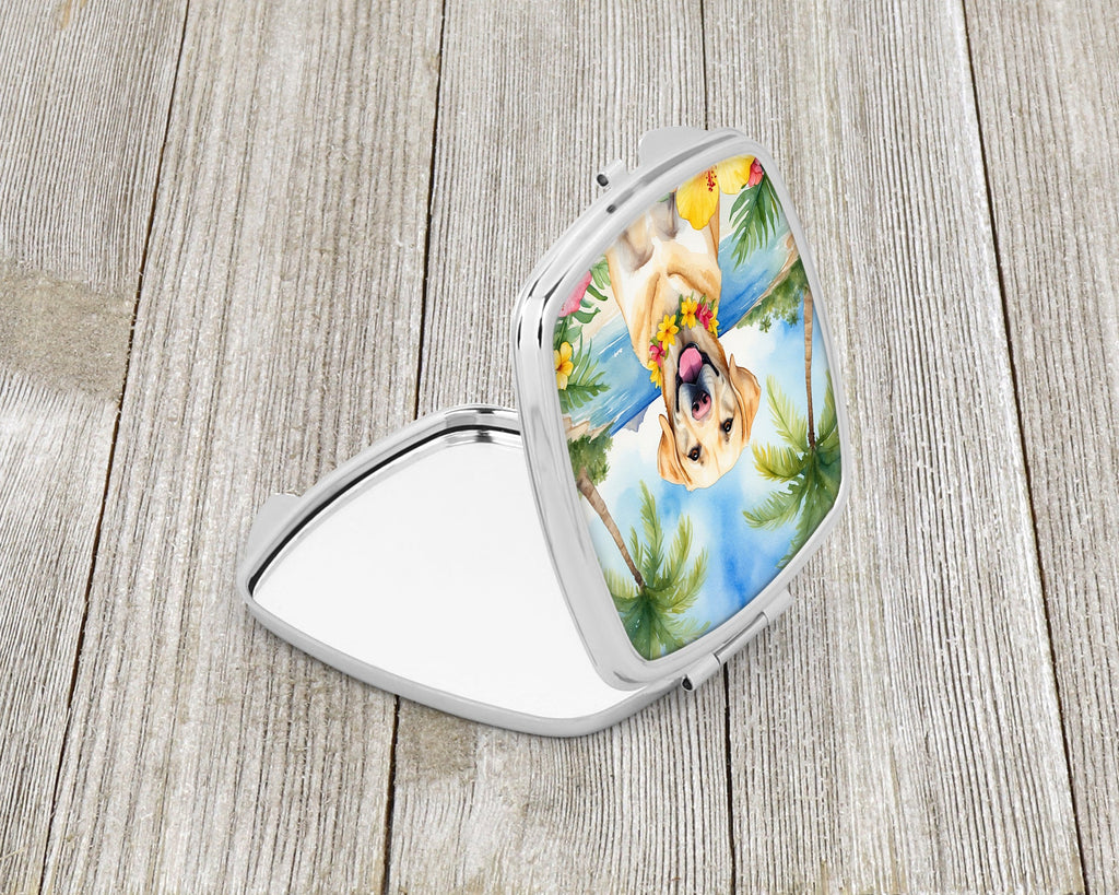 Yellow Labrador Retriever Luau Compact Mirror Decorative Travel Makeup Mirror for Women Girls Gifts Pocket Makeup Mirror Folding Handheld