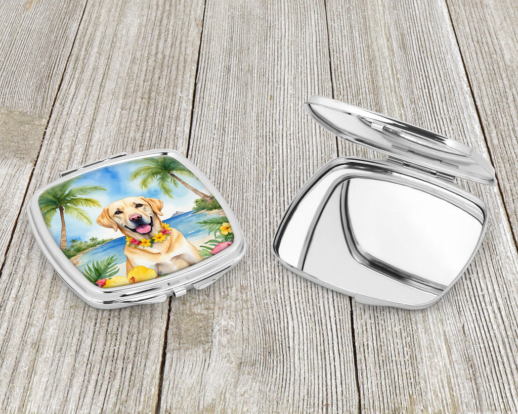 Yellow Labrador Retriever Luau Compact Mirror Decorative Travel Makeup Mirror for Women Girls Gifts Pocket Makeup Mirror Folding Handheld