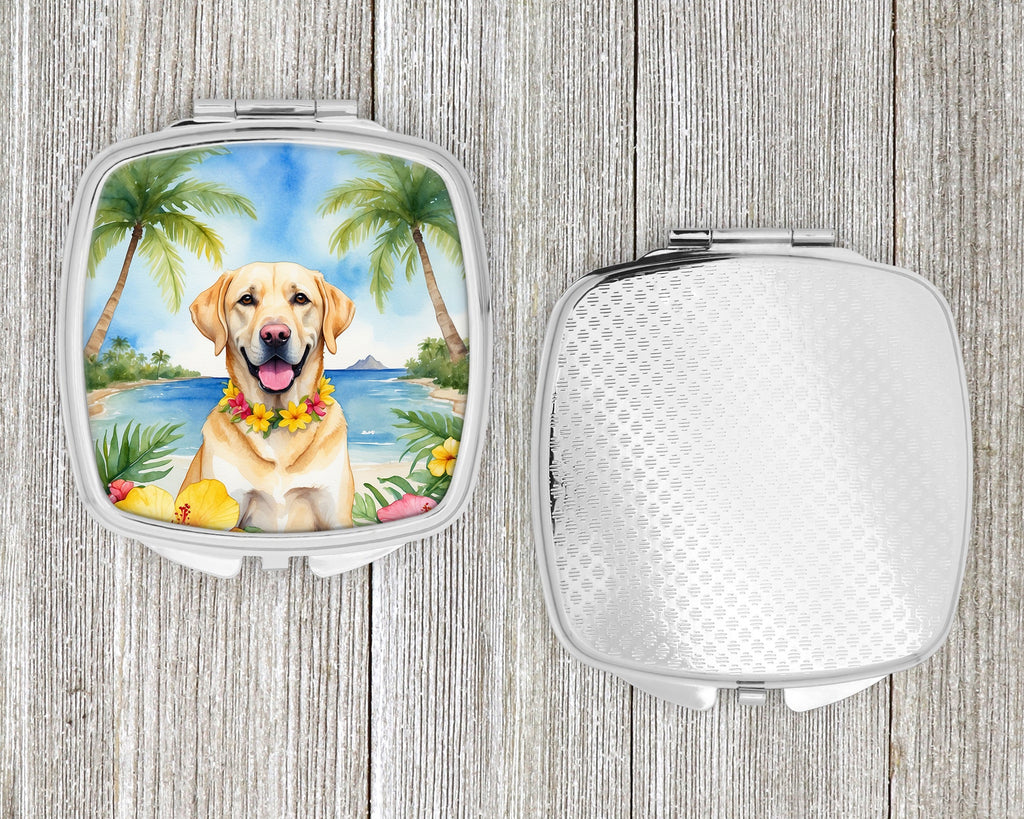 Yellow Labrador Retriever Luau Compact Mirror Decorative Travel Makeup Mirror for Women Girls Gifts Pocket Makeup Mirror Folding Handheld