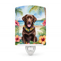 Chocolate Labrador Retriever Luau Ceramic Night Light Compact, UL-Certified, Ideal for Bedroom, Bathroom, Nursery, Hallway, Kitchen, 6x4x3, Multicolor