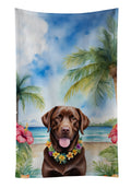 Chocolate Labrador Retriever Luau Kitchen Towel Velour Plush Front and Cotton Loop Back Machine Washable