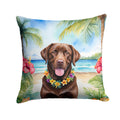 Chocolate Labrador Retriever Luau Decorative Throw Pillow 14x14 Indoor Outdoor Accent Cushion, Fabric Cover with Insert for Sofa, Bed, Porch & Living Room