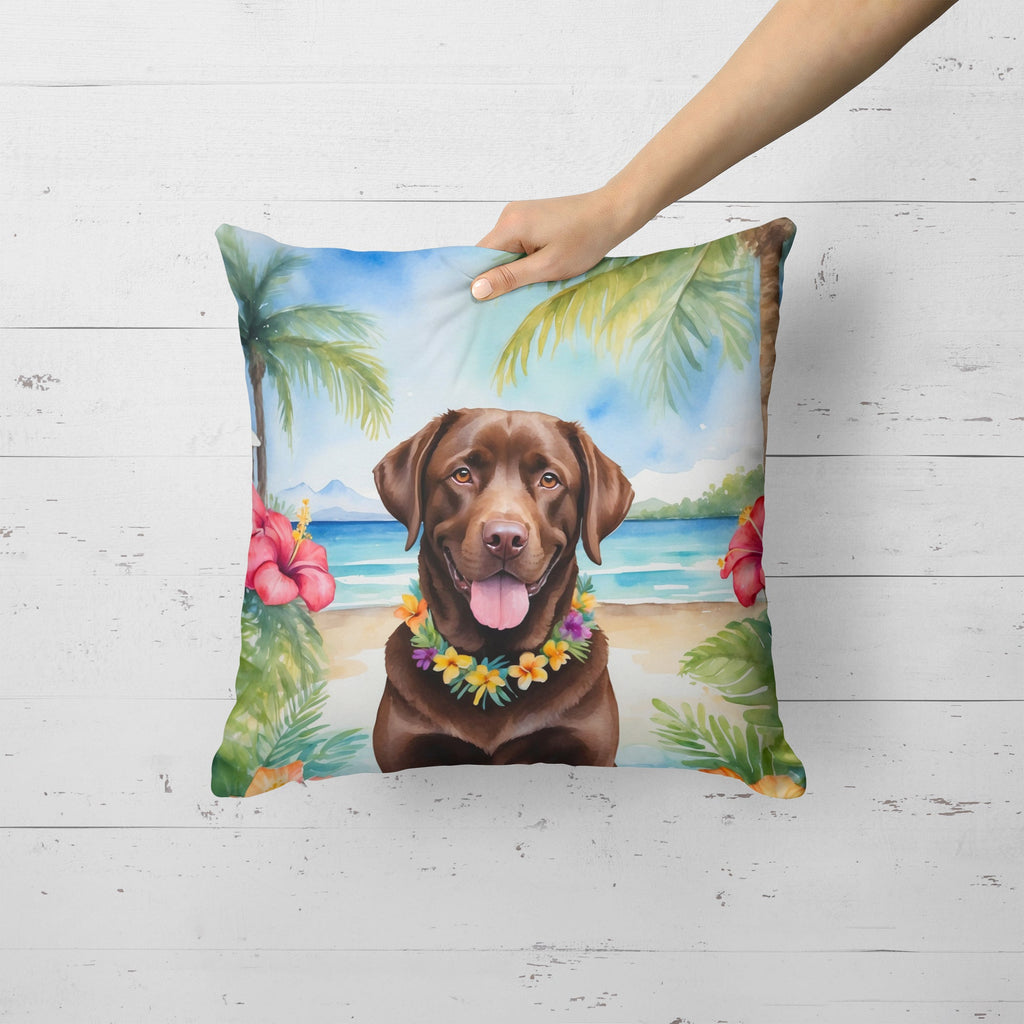 Chocolate Labrador Retriever Luau Decorative Throw Pillow 18x18 Indoor Outdoor Accent Cushion, Fabric Cover with Insert for Sofa, Bed, Porch & Living Room