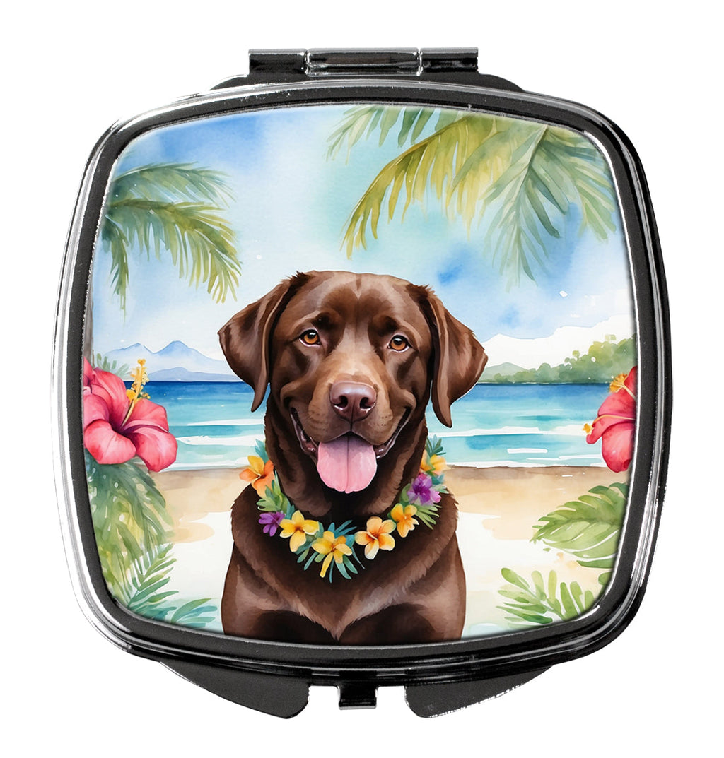 Chocolate Labrador Retriever Luau Compact Mirror Decorative Travel Makeup Mirror for Women Girls Gifts Pocket Makeup Mirror Folding Handheld