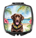Chocolate Labrador Retriever Luau Compact Mirror Decorative Travel Makeup Mirror for Women Girls Gifts Pocket Makeup Mirror Folding Handheld