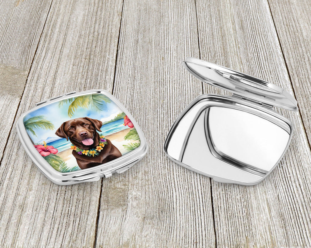 Chocolate Labrador Retriever Luau Compact Mirror Decorative Travel Makeup Mirror for Women Girls Gifts Pocket Makeup Mirror Folding Handheld