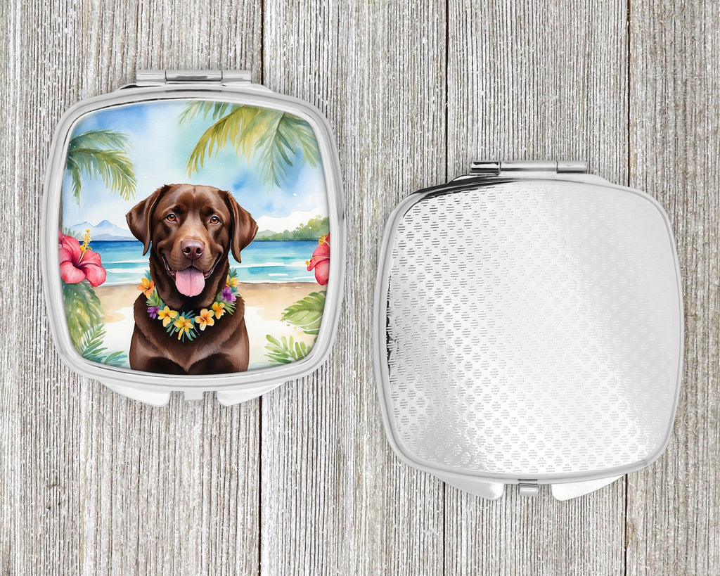 Chocolate Labrador Retriever Luau Compact Mirror Decorative Travel Makeup Mirror for Women Girls Gifts Pocket Makeup Mirror Folding Handheld