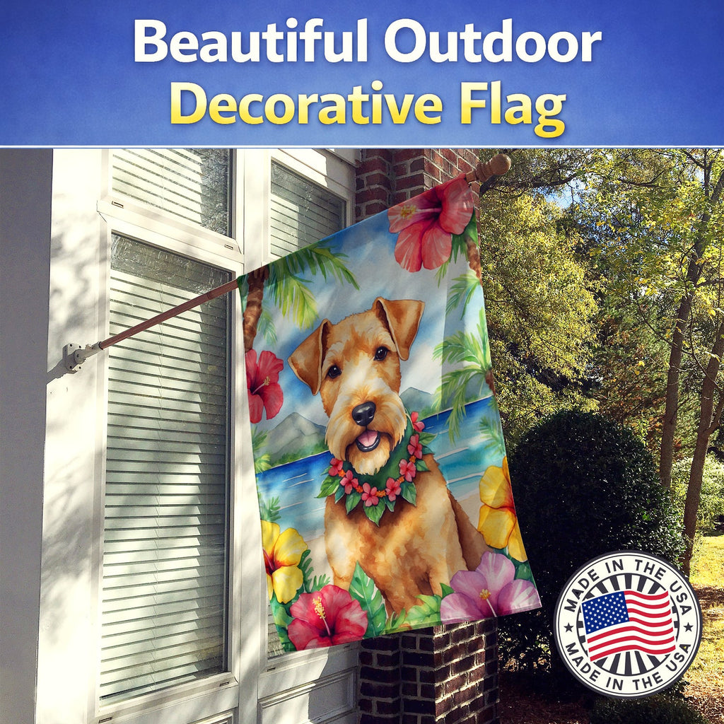 Lakeland Terrier Luau House Flag 28x40 Porch Sleeve Pole Decorative Outside Yard Banner Artwork Wall Hanging, Polyester