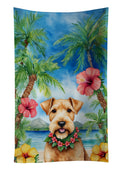Lakeland Terrier Luau Kitchen Towel Velour Plush Front and Cotton Loop Back Machine Washable