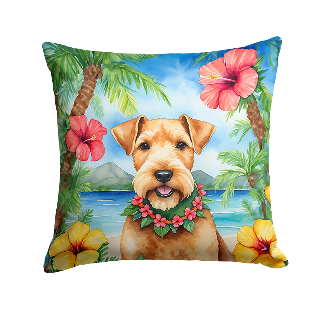 Lakeland Terrier Luau Decorative Throw Pillow 18x18 Indoor Outdoor Accent Cushion, Fabric Cover with Insert for Sofa, Bed, Porch & Living Room