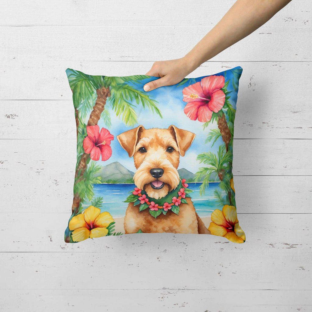 Lakeland Terrier Luau Decorative Throw Pillow 18x18 Indoor Outdoor Accent Cushion, Fabric Cover with Insert for Sofa, Bed, Porch & Living Room