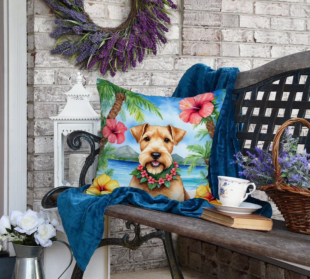 Lakeland Terrier Luau Decorative Throw Pillow 18x18 Indoor Outdoor Accent Cushion, Fabric Cover with Insert for Sofa, Bed, Porch & Living Room