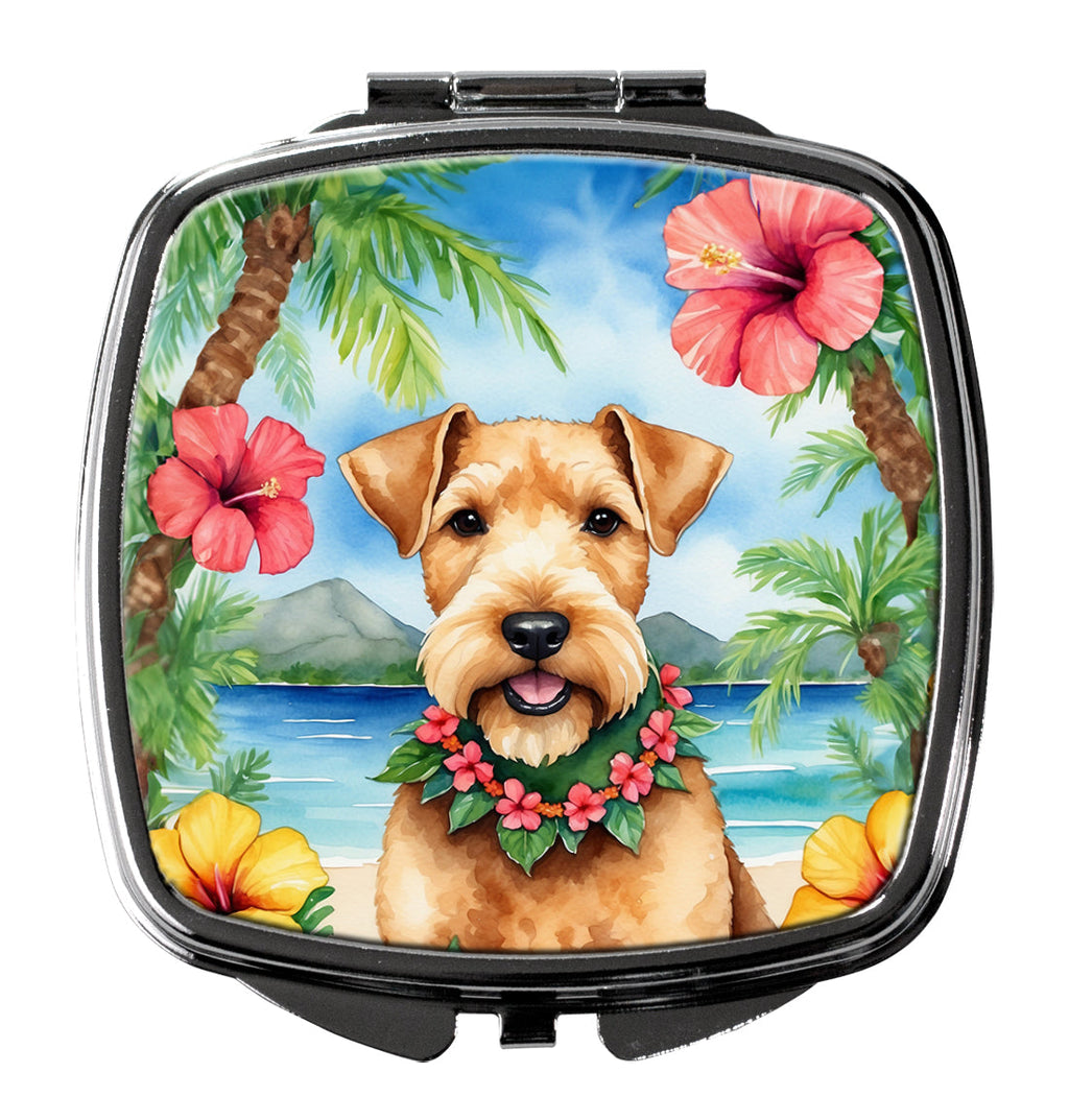 Lakeland Terrier Luau Compact Mirror Decorative Travel Makeup Mirror for Women Girls Gifts Pocket Makeup Mirror Folding Handheld