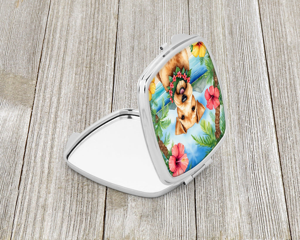 Lakeland Terrier Luau Compact Mirror Decorative Travel Makeup Mirror for Women Girls Gifts Pocket Makeup Mirror Folding Handheld