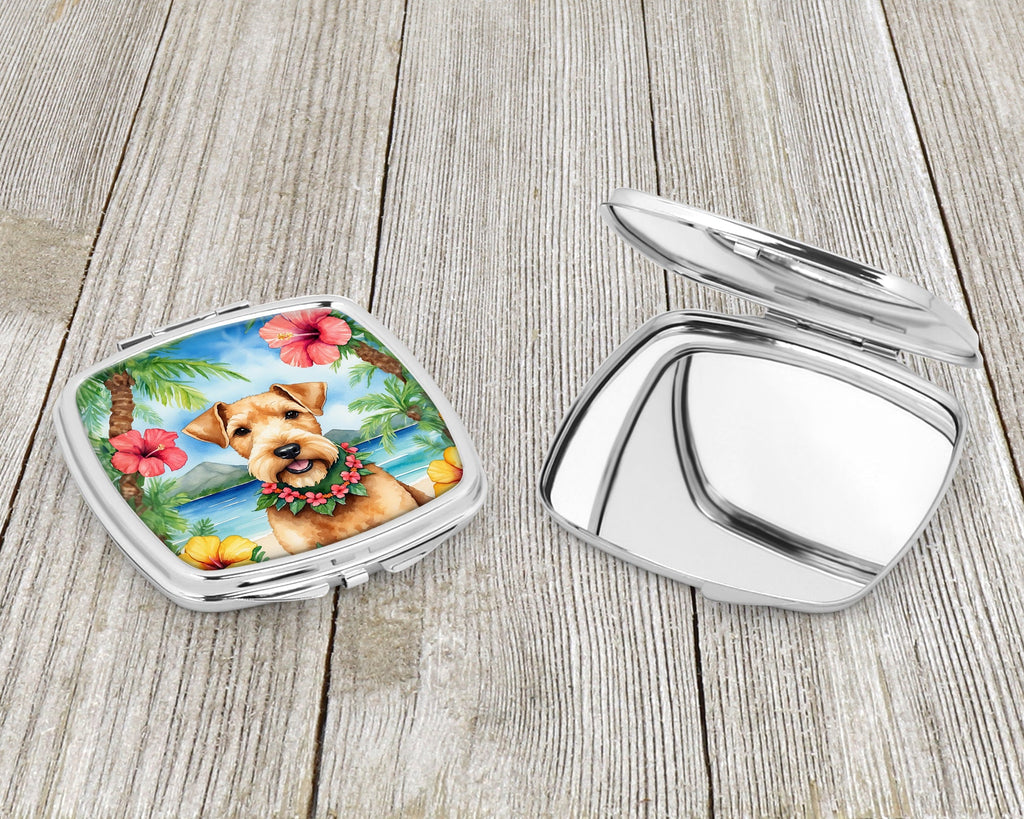 Lakeland Terrier Luau Compact Mirror Decorative Travel Makeup Mirror for Women Girls Gifts Pocket Makeup Mirror Folding Handheld