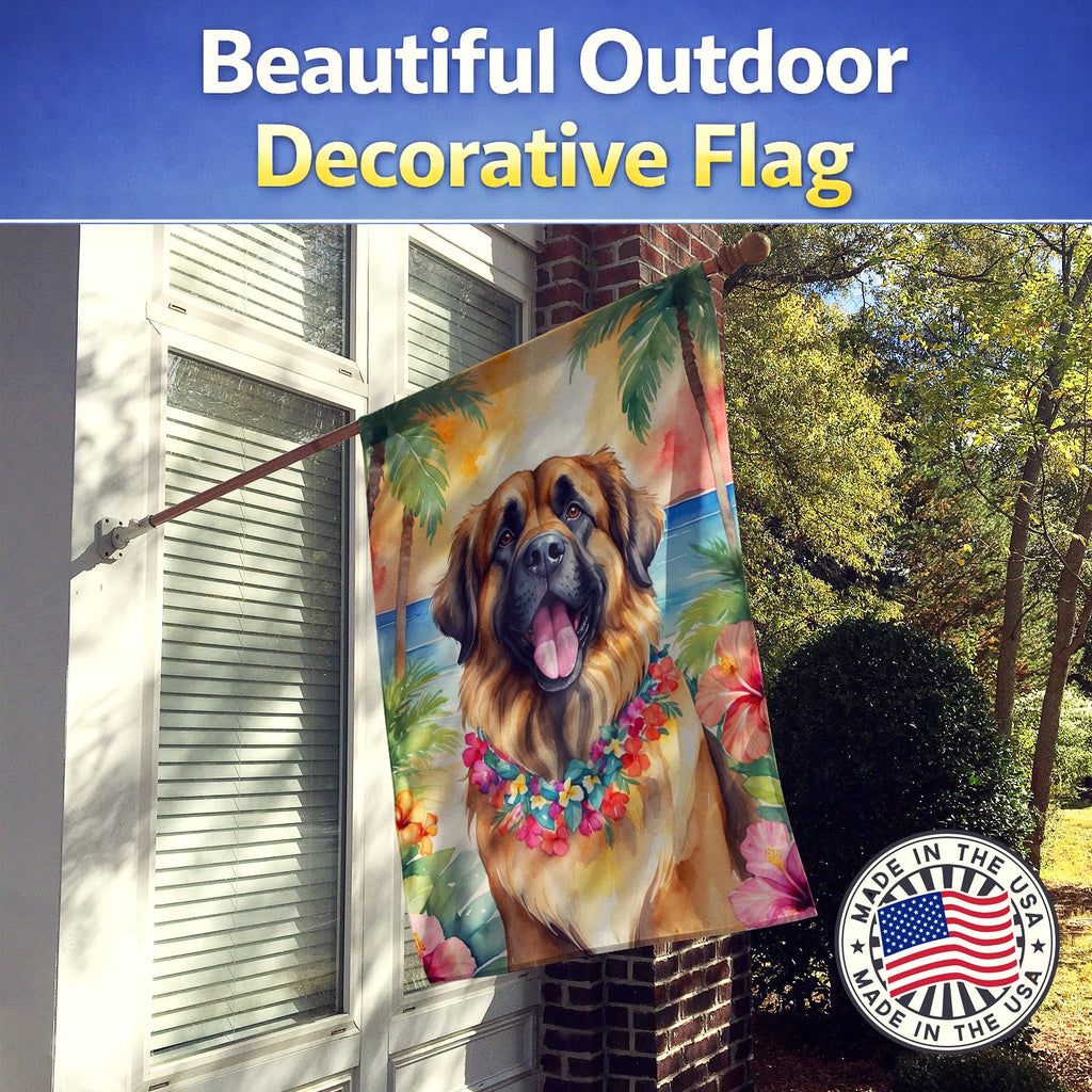 Leonberger Luau House Flag 28x40 Porch Sleeve Pole Decorative Outside Yard Banner Artwork Wall Hanging, Polyester