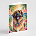 Leonberger Luau Greeting Cards Pack of 8 Blank Cards with Envelopes Whimsical A7 Size 5x7