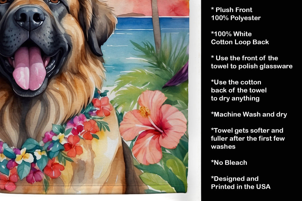 Leonberger Luau Kitchen Towel Velour Plush Front and Cotton Loop Back Machine Washable