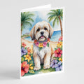 Lhasa Apso Luau Greeting Cards Pack of 8 Blank Cards with Envelopes Whimsical A7 Size 5x7