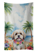 Lhasa Apso Luau Kitchen Towel Velour Plush Front and Cotton Loop Back Machine Washable