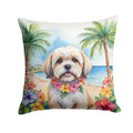 Lhasa Apso Luau Decorative Throw Pillow 14x14 Indoor Outdoor Accent Cushion, Fabric Cover with Insert for Sofa, Bed, Porch & Living Room