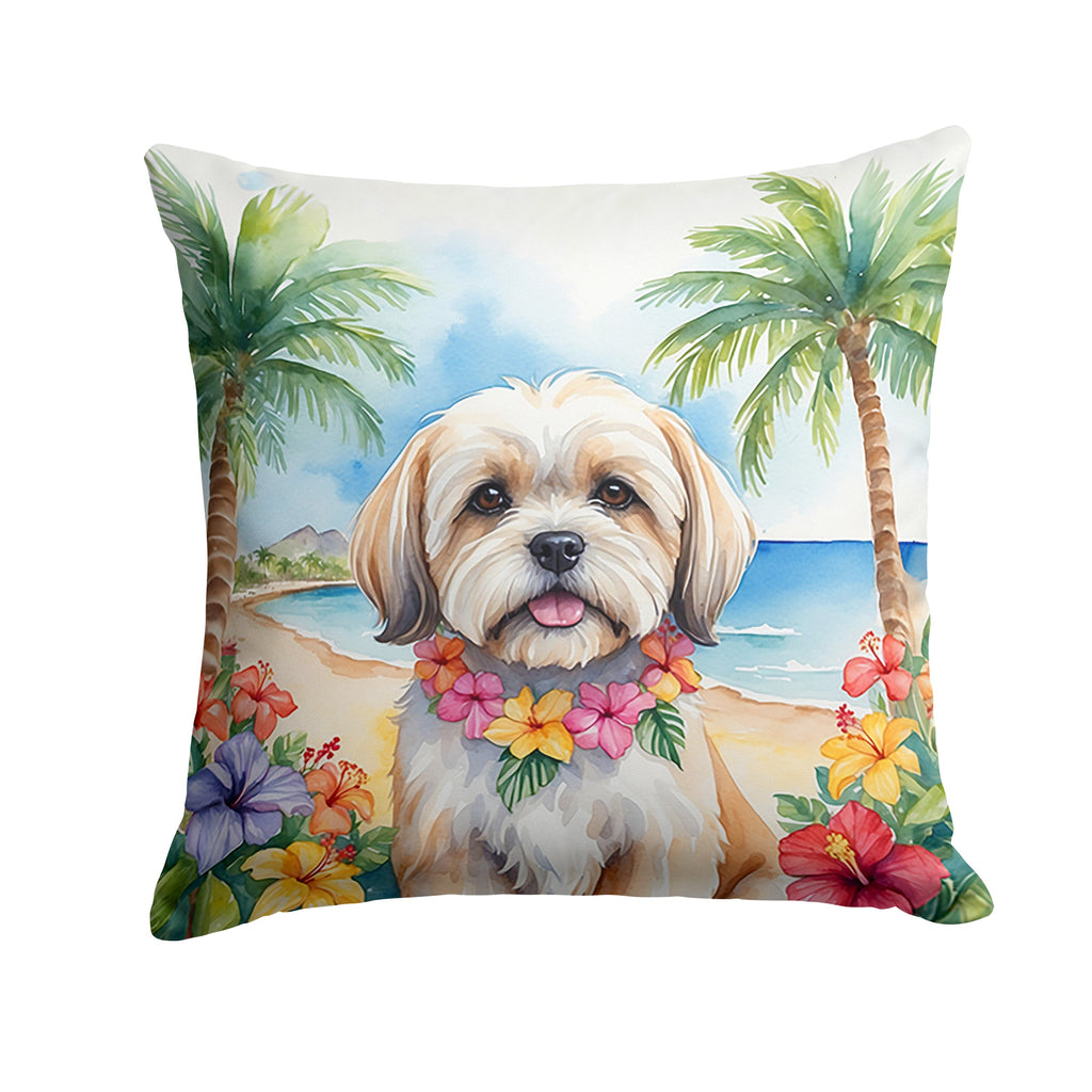Lhasa Apso Luau Decorative Throw Pillow 18x18 Indoor Outdoor Accent Cushion, Fabric Cover with Insert for Sofa, Bed, Porch & Living Room